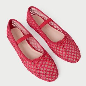 Leonie Red Crochet Ballet Flat Size 11